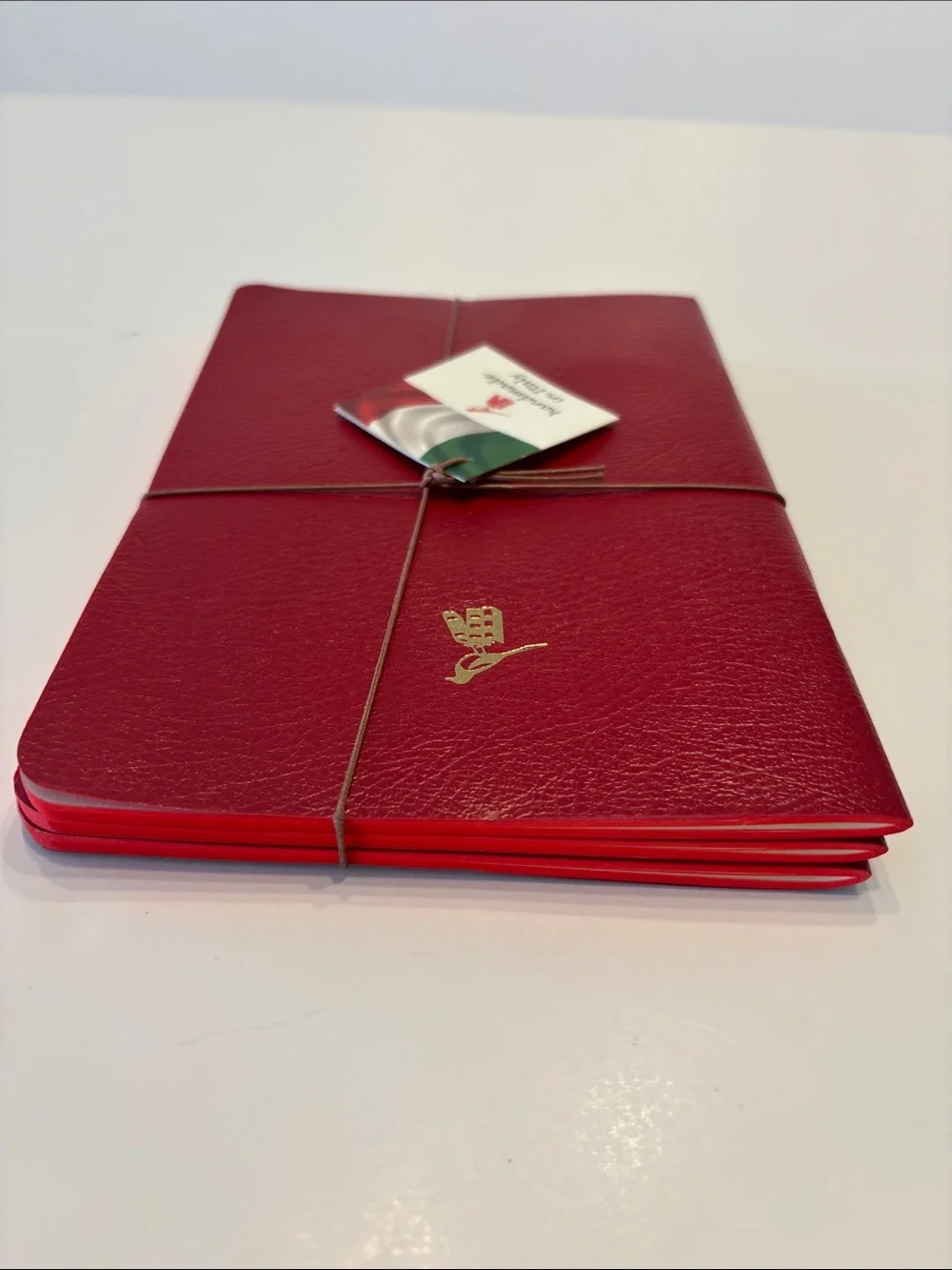 Bieffe Set of 3 Handmade in Italy Red Journals